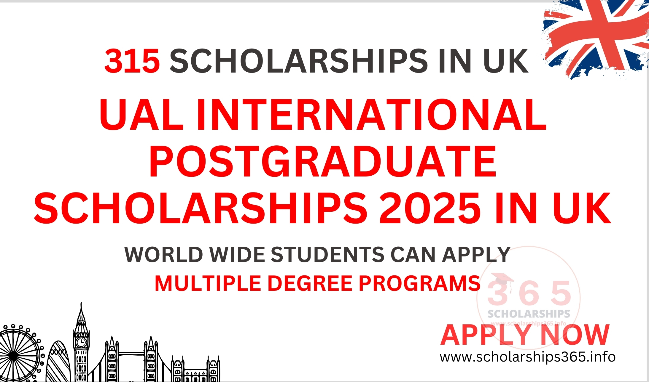 315 UAL International Postgraduate Scholarship 2025-2026 in UK