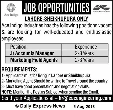 Accounts Manager and Marketing Field Agents Jobs