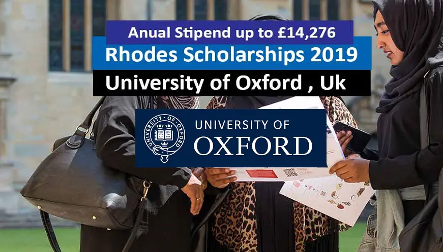 Rhodes Scholarships 2019 at Oxford University UK