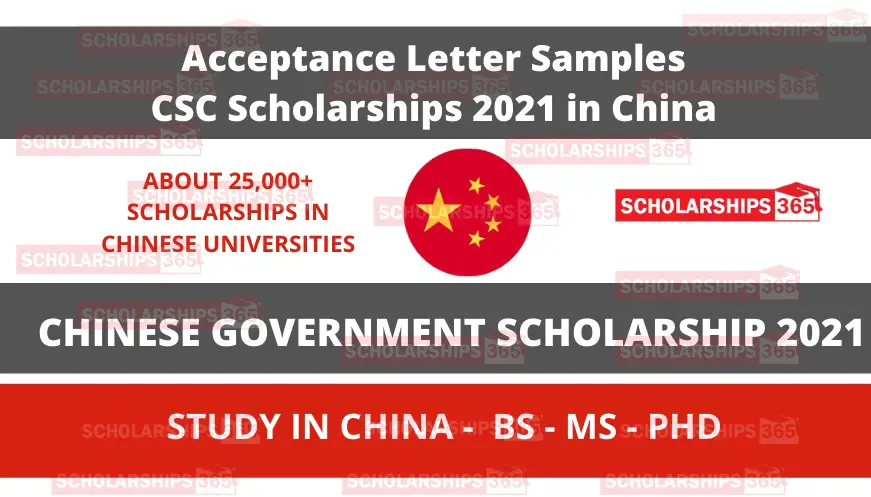 Acceptance Letter Samples for Chinese Government Scholarship 2021-2022