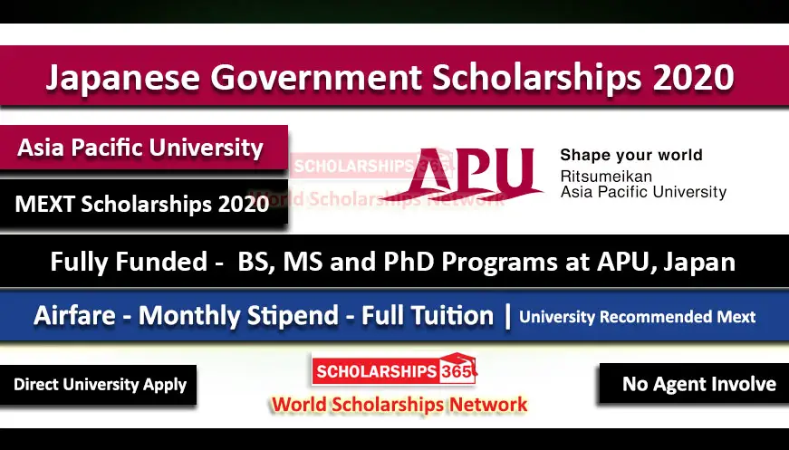 Japanese Government Scholarship 2020 MEXT Fully Funded - University Recommendation at Asia Pacific University