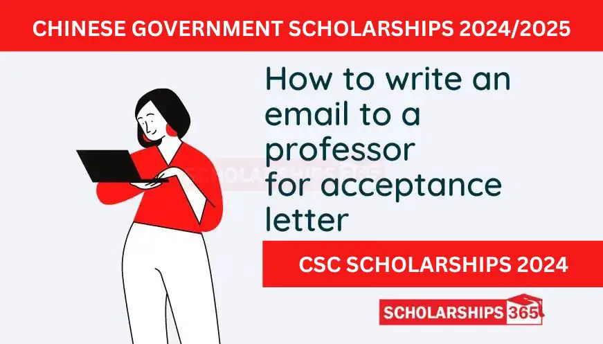 Email sample to Professor for Acceptance Letter CSC Scholarships 2024