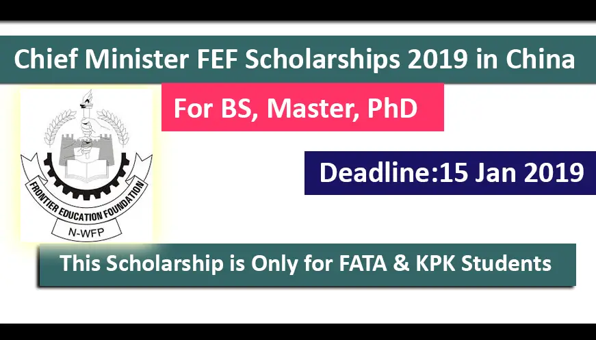 Chief Minister Scholarship 2019 in China  For BS, MS & PHD