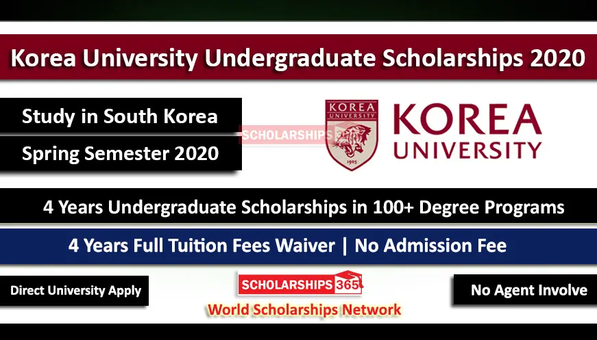 Korea University International Undergraduate Scholarships 2020 - Spring Semester