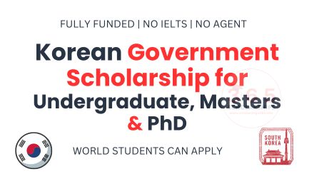 Korean Government Scholarship for BS, MS & PhD, Fully Funded