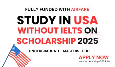 Study in USA Without IELTS on Scholarship 2025, Fully Funded