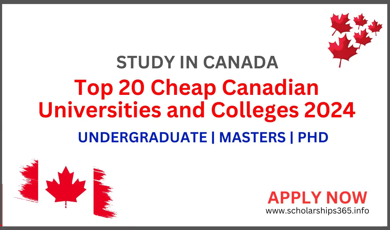Top 20 Cheap Canadian Universities and Colleges 2024 for international students