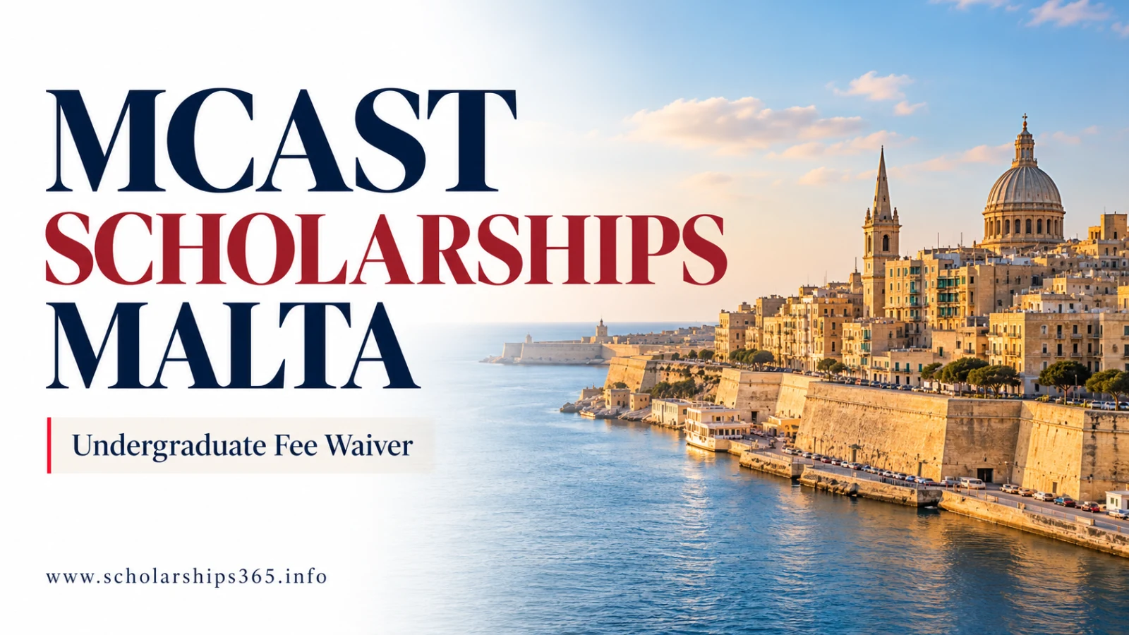 MCAST Scholarships in Malta - undergraduate fee waiver guide with Valletta harbour background