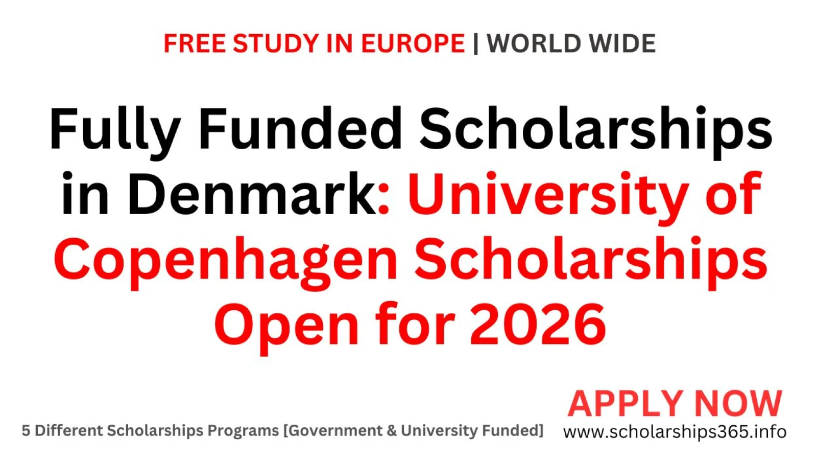 Fully Funded Scholarships in Denmark:  University of Copenhagen Scholarships Open for 2026