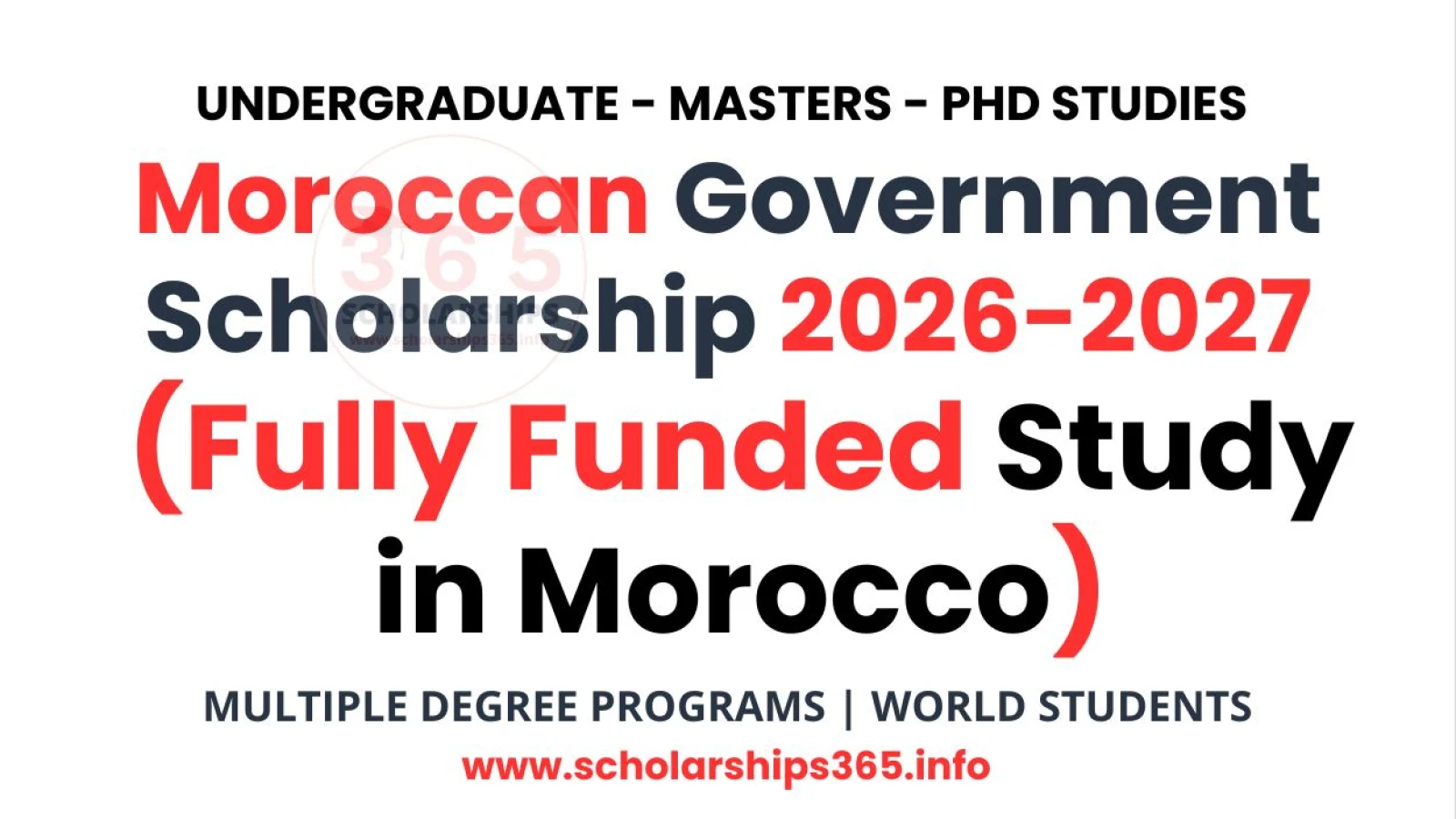 Moroccan Government Scholarship 2026-2027 (Fully Funded Study in Morocco)