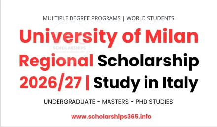 University of Milan Regional Scholarship 2026/27 | Study in Italy