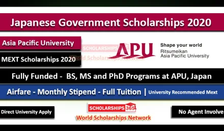 Japanese Government Scholarship 2020 MEXT Fully Funded - University Recommendation at Asia Pacific University