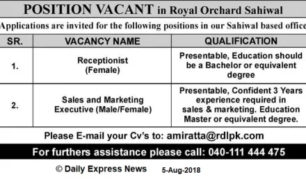 Sales and Marketing Executive Jobs in Royal Orchard