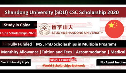 Shandong University CSC Scholarship 2020 - Fully Funded - Chinese Government Scholarship