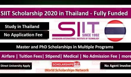 SIIT Scholarship 2020 in Thailand For Masters & PhD - Fully Funded - Sirindhorn International Institute of Technology
