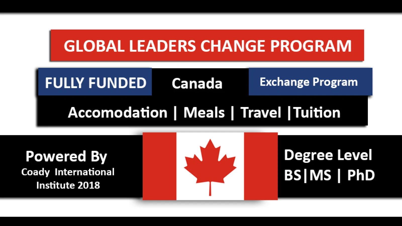 Global Change Leaders  2018 Program Fully Funded Canada