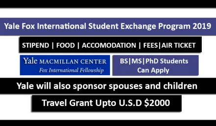 Yale Fox International Fellowship 2019 Fully Funded