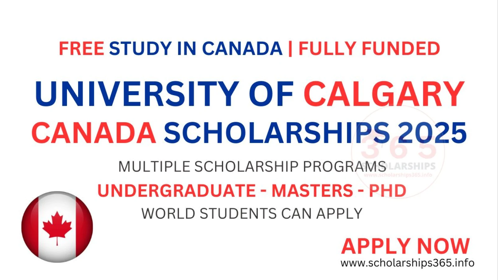 University of Calgary Canada Scholarships 2025-2026 | [Fully Funded Scholarships]
