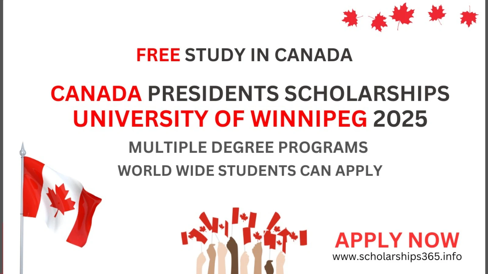 Canada Presidents Scholarship 2025 at University of Winnipeg, Canada