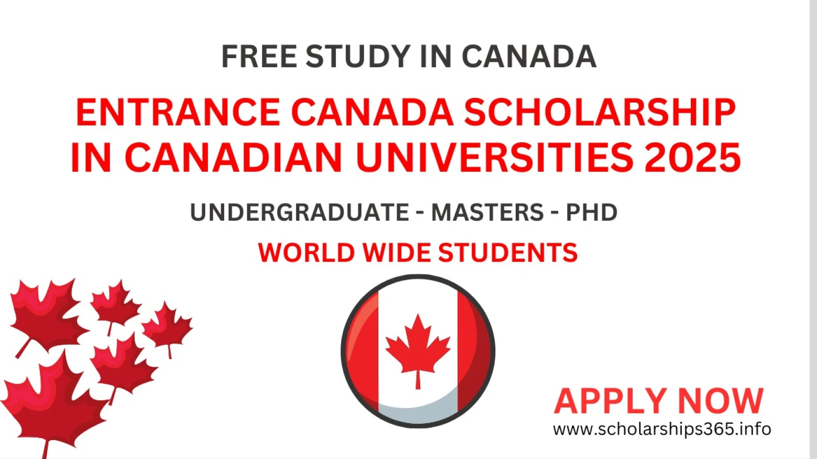 Entrance Canada Scholarship in Canadian Universities for 2025 [Free Study in Canada]